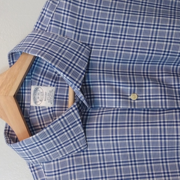 Brooks Brothers Regent Fit Blue/White Glen Check Plaid Shirt 18 - 35 - Picture 3 of 9